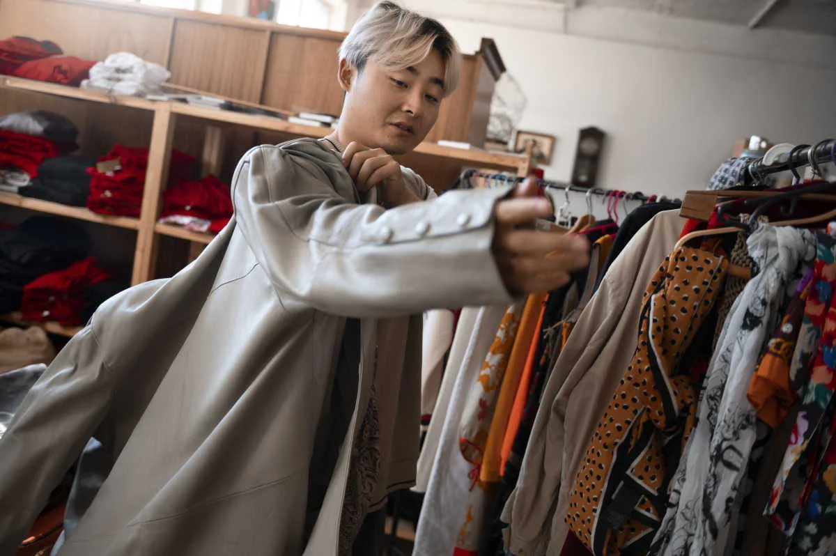 Magazzino di stock di abbigliamento a Prato